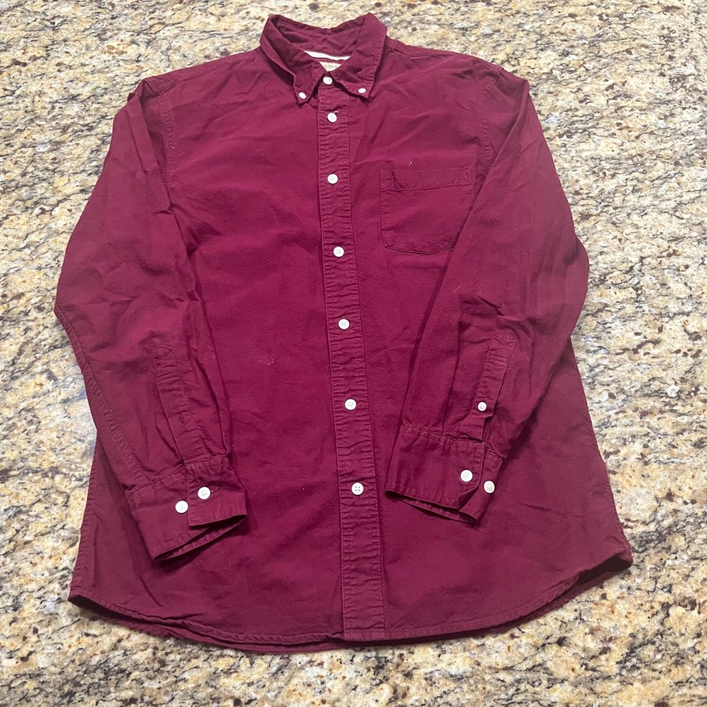 Sonoma Life Style Mens Oxford Shirt Medium Burgundy Long Sleeve Button Down